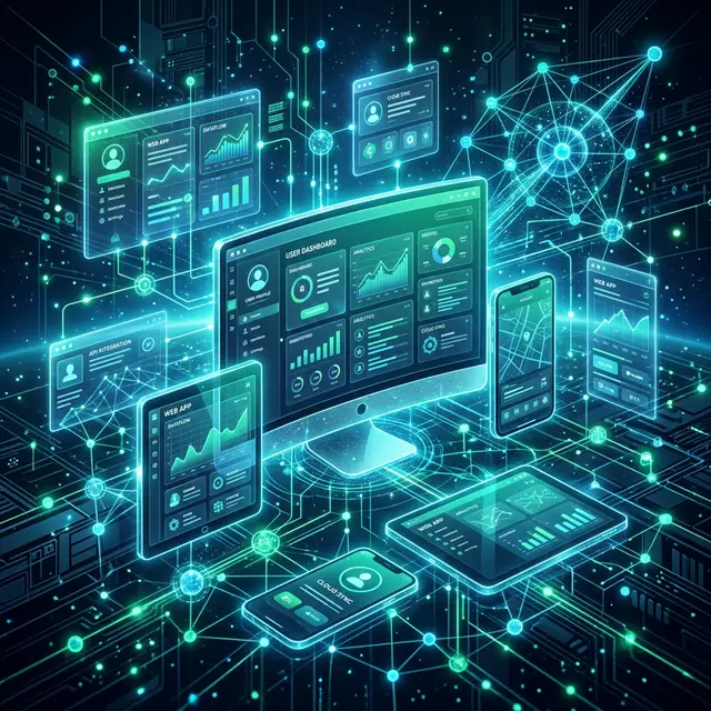 High-tech abstract representation of web applications